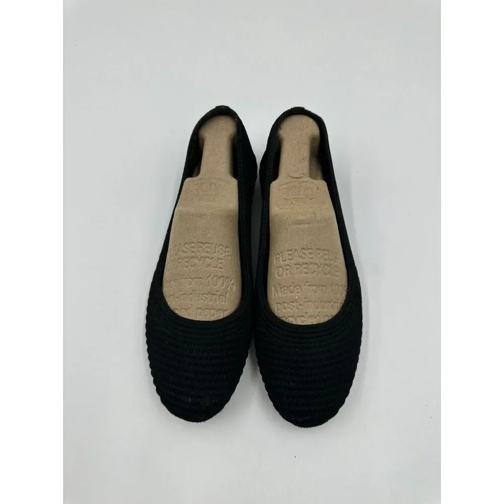 Skechers Flats Casey Ballet Flats Stretch Fit Ribbed Shoes Round Toe Sz 7 Black